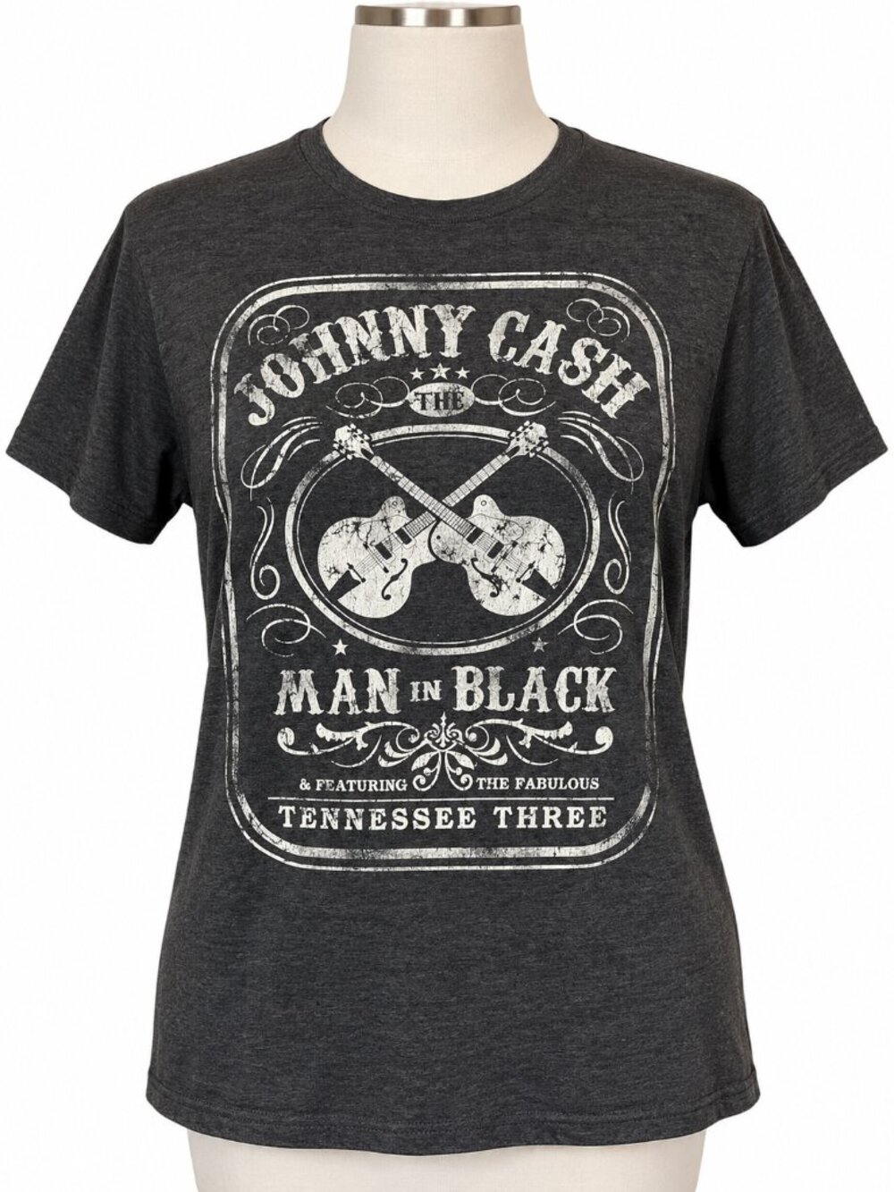 Johnny Cash Man in Black Tennessee Three Graphic Tee Charcoal XL Unisex